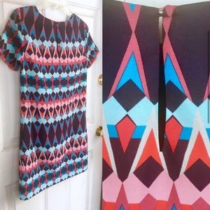 J CREW Geometric Shift Dress Size 00 Geo Aztec